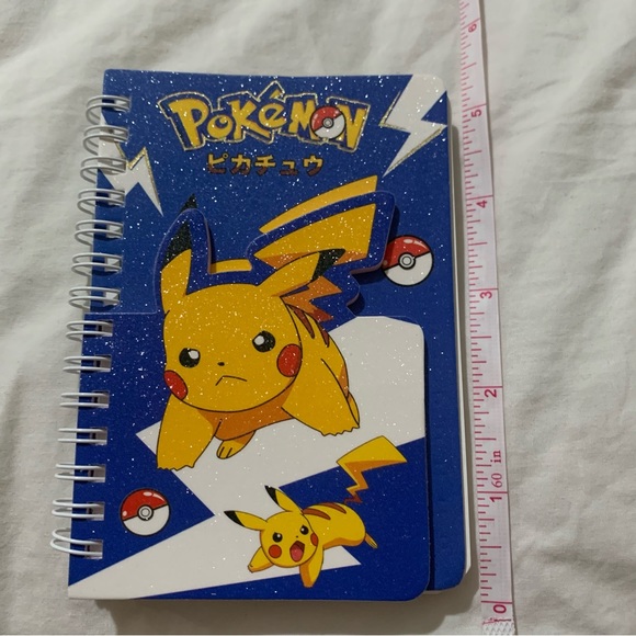 Blue Pokemon Pikachu Glitter Mini Spiral Notebook - Picture 1 of 15
